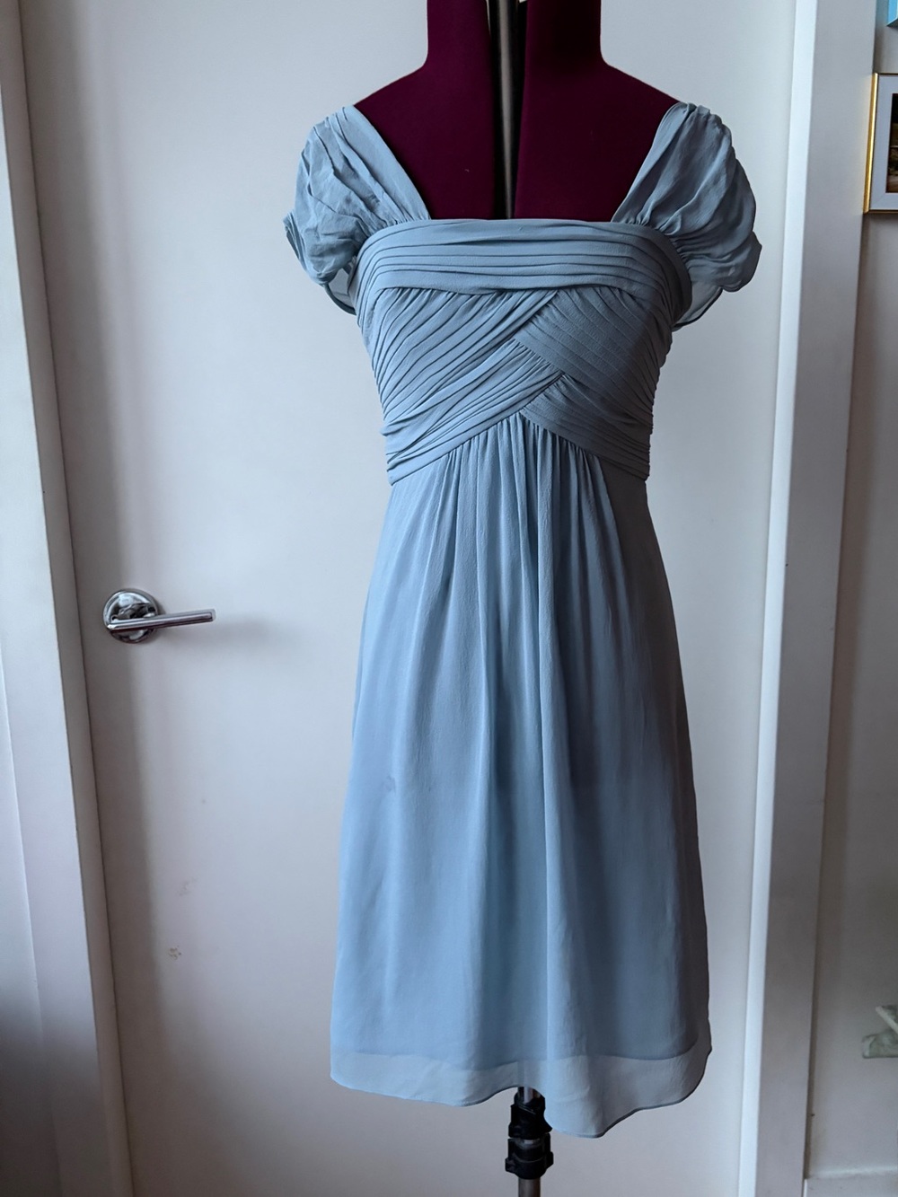 BCBG Maxazria Grecian Pleat Bodice Blue Dress